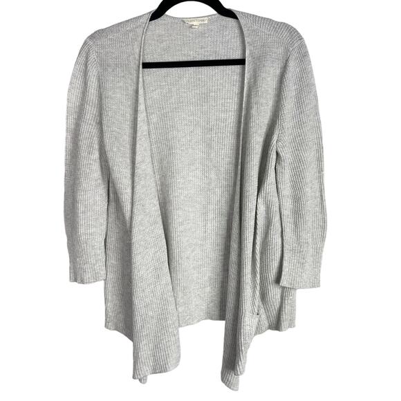 Eileen Fisher XSmall Light Gray Organic Cotton Open Front Drape Cardigan Sweater - Picture 1 of 8